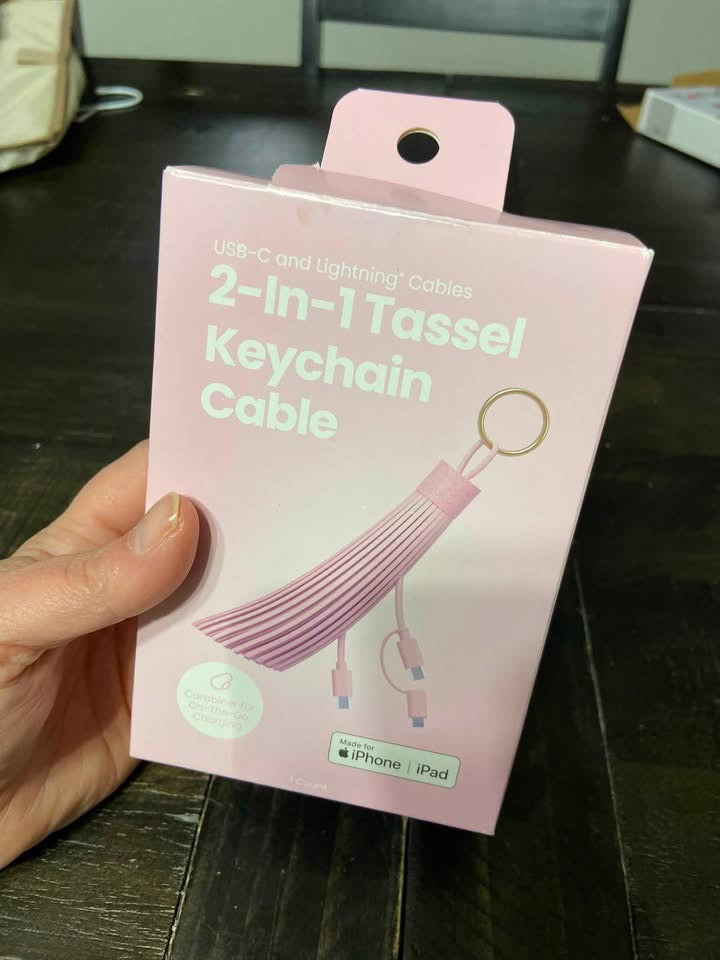 2 in 1 - Tassel Keychain Cable - New