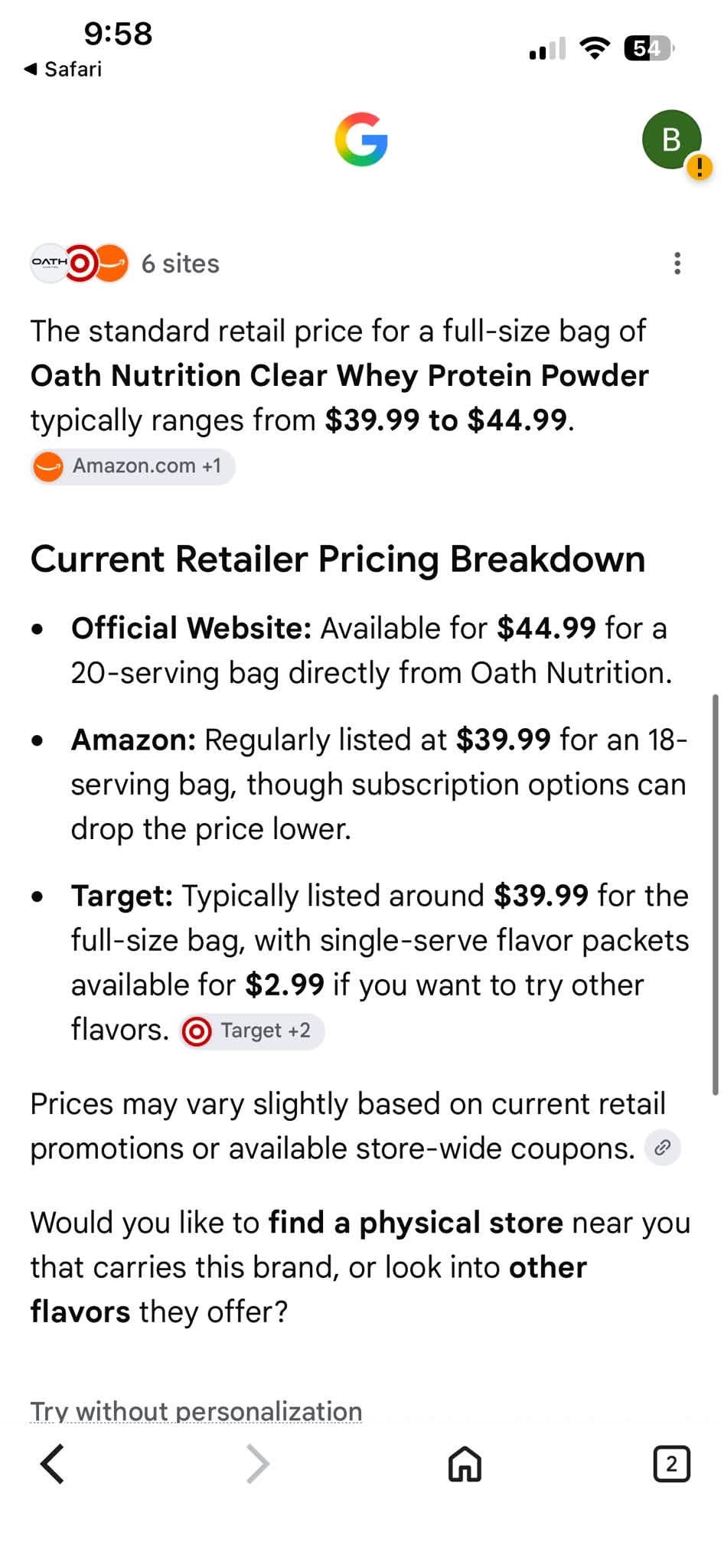 Oath Nutrition Clear Protein Powder