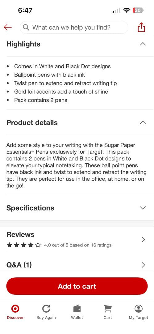 Sugar • Paper Essentials - 2 Pk Pens