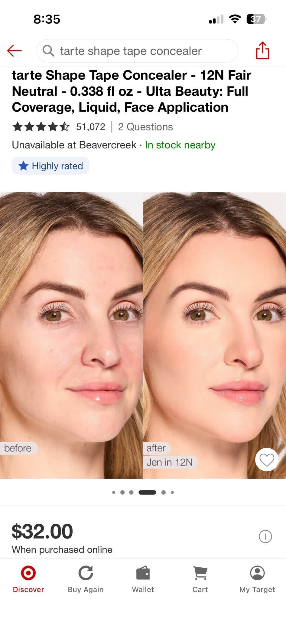 Tarte Shape Tape Concealer - 12N Fair Neutral