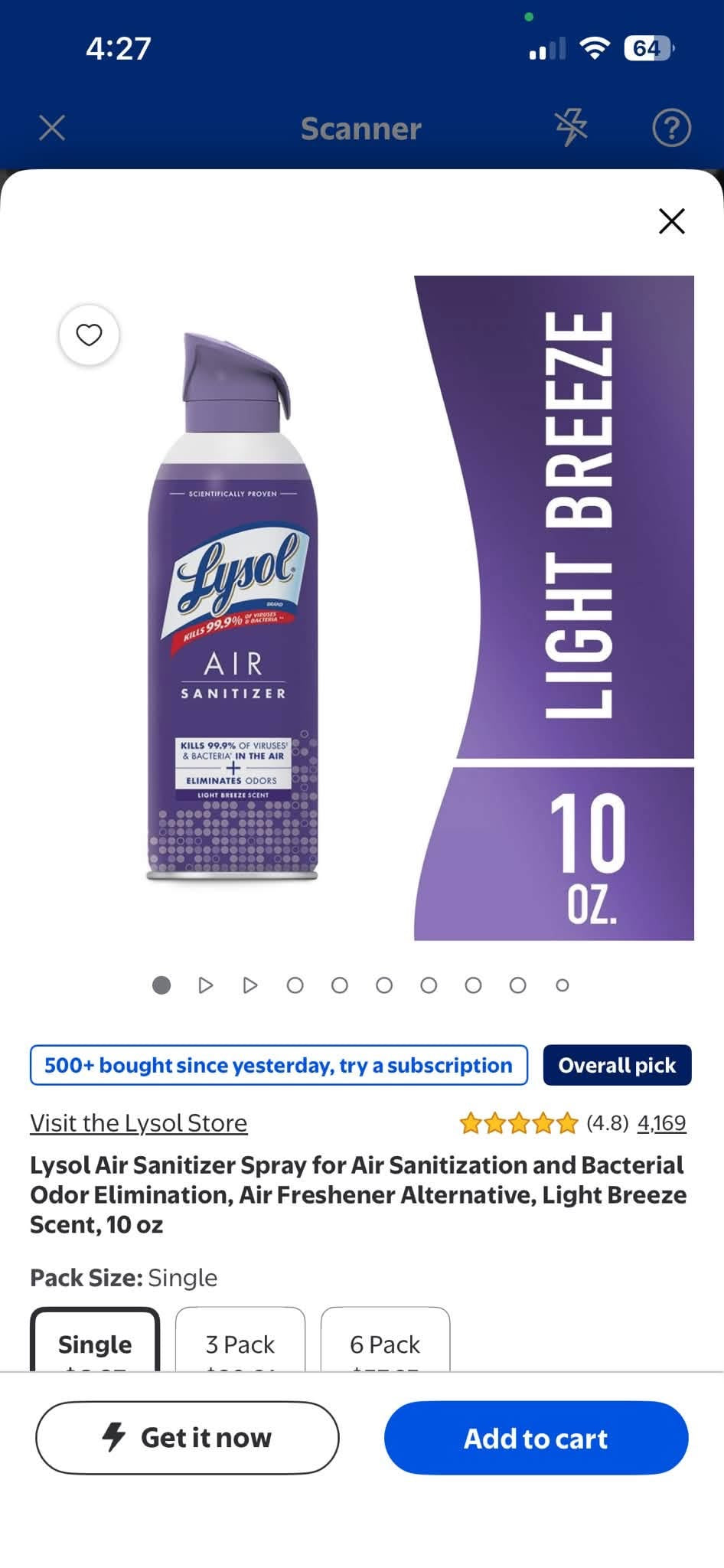 Lysol Air Sanitizer- Light Breeze Scent