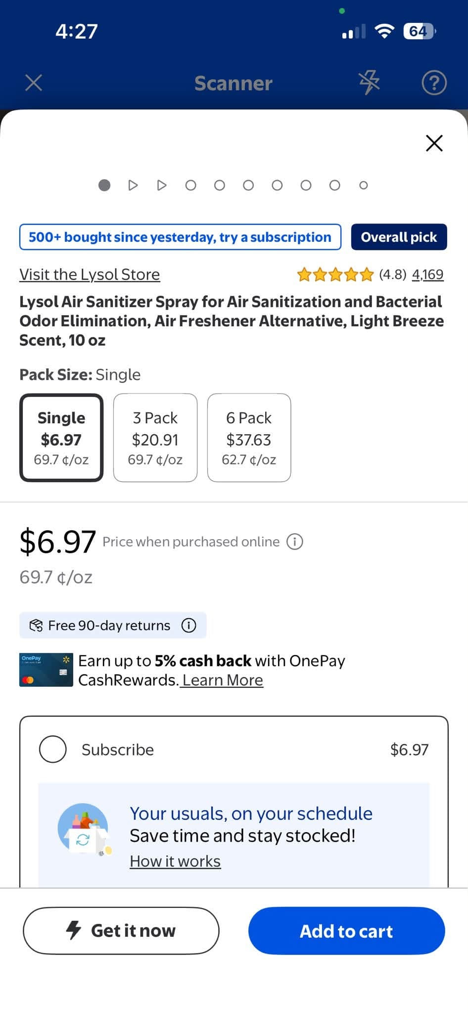 Lysol Air Sanitizer- Light Breeze Scent