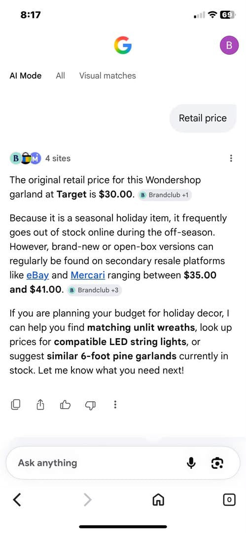 Wondershop 6' Unlit Garland with Pinecones