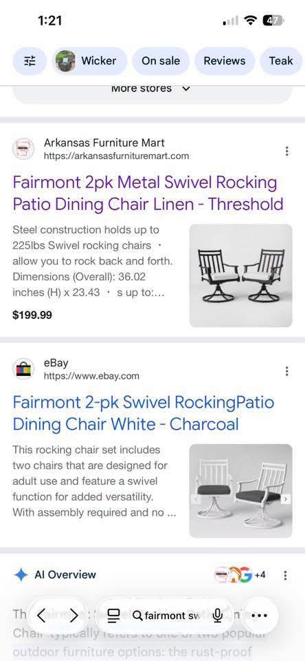 Fairmont 2pk Metal Swivel Rocking Patio Dining Chair Linen